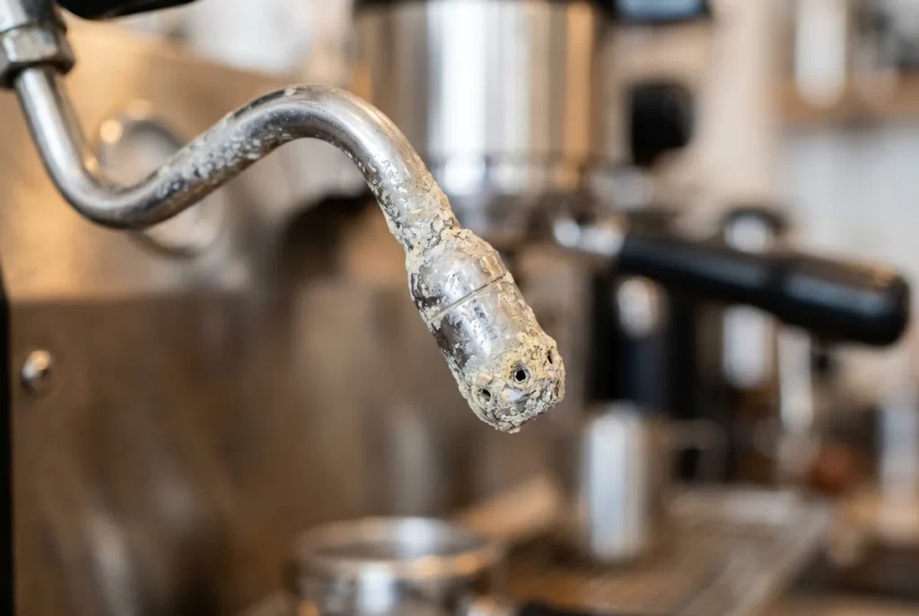 Mineral scale on the steam wand
